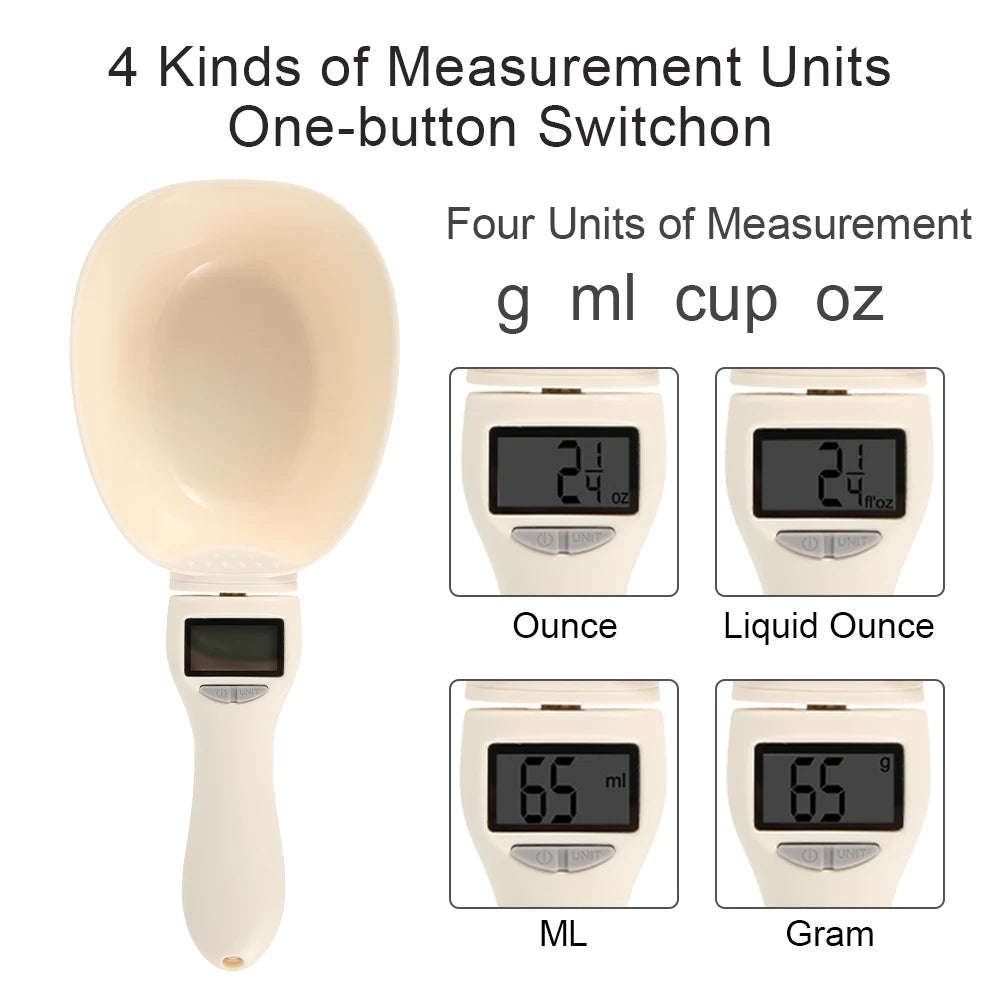 Smart Pet Food Measuring Scoop — Digital Scale for Precise Feeding (g, ml, cup, oz)