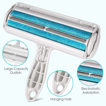 Pet Hair Remover Roller — Effortless Dog & Cat Fur Remover with Self-Cleaning Base BLUE